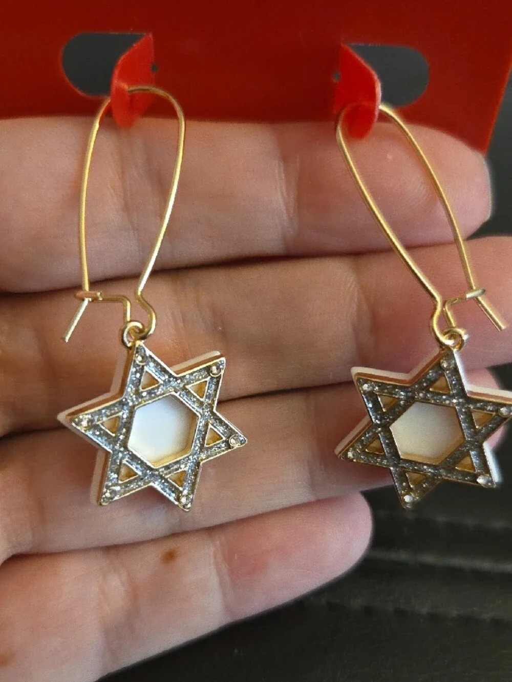 Kohl's Holiday Gold Tone CZ Star Of David Pierced Earrings 2 Pair NWT